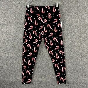 Festive Candy Cane Print High Wasted Leggings